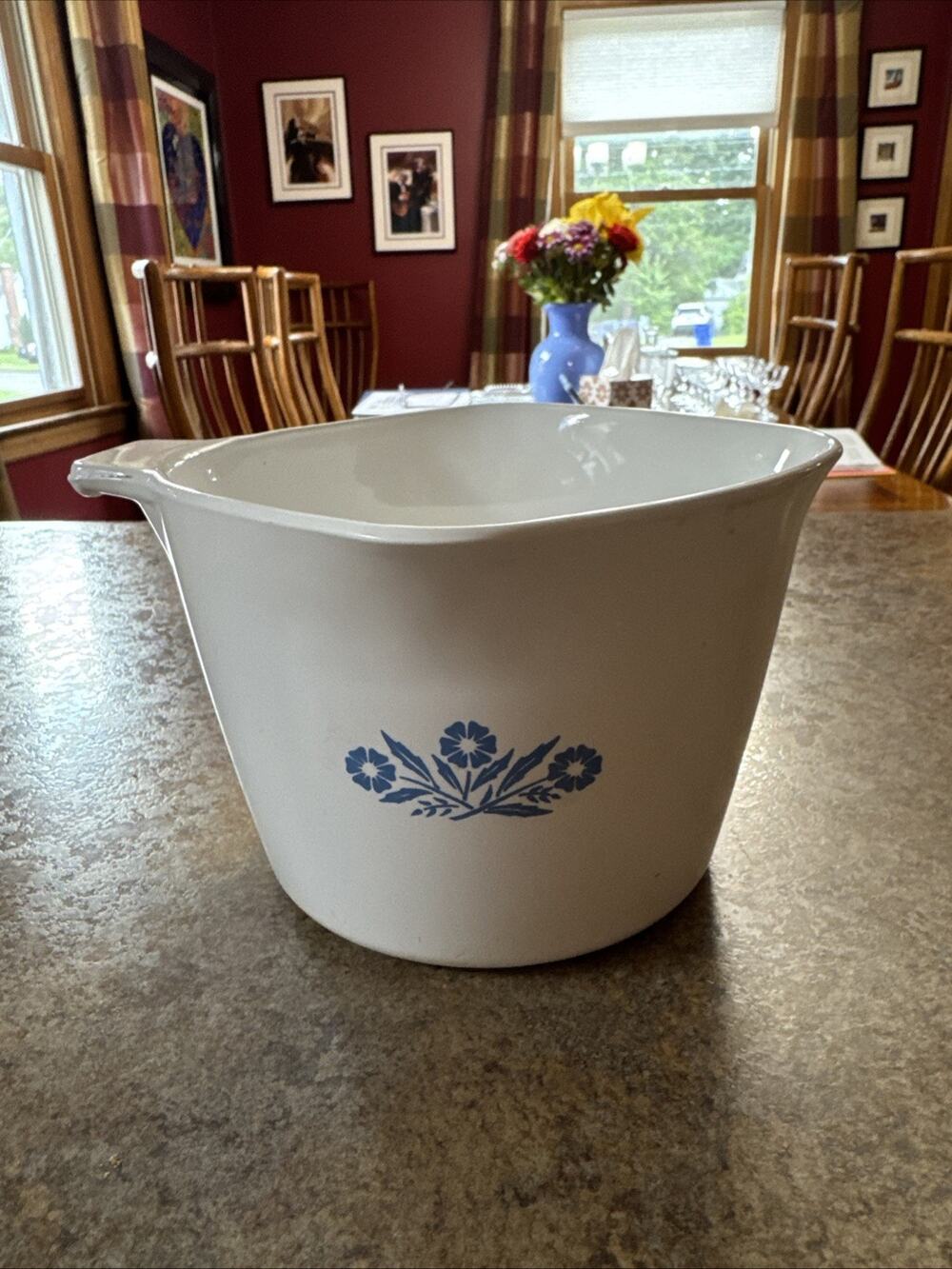 Vtg Corning Ware Blue Cornflower Measuring 1 QT 4 Cup Sauce Maker Pour Spout